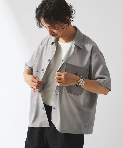 JOURNAL STANDARD relume(ジャーナルスタンダード レリューム)の「"イージーケア" TECH LINEN COOLMAX(R) CPO シャツ(セットアップ着用可)(シャツ/ブラウス・メンズ・ナチュラル/ブラック/ライトグレー/ブラックミックス・MEDIUM/LARGE)」の16枚目の写真