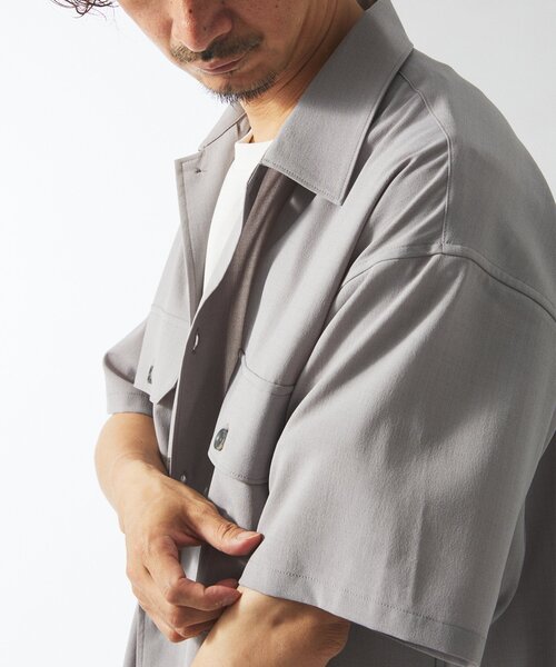JOURNAL STANDARD relume(ジャーナルスタンダード レリューム)の「"イージーケア" TECH LINEN COOLMAX(R) CPO シャツ(セットアップ着用可)(シャツ/ブラウス・メンズ・ナチュラル/ブラック/ライトグレー/ブラックミックス・MEDIUM/LARGE)」の18枚目の写真