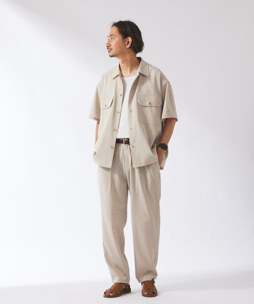 JOURNAL STANDARD relume(ジャーナルスタンダード レリューム)の「"イージーケア" TECH LINEN COOLMAX(R) CPO シャツ(セットアップ着用可)(シャツ/ブラウス・メンズ・ナチュラル/ブラック/ライトグレー/ブラックミックス・MEDIUM/LARGE)」の21枚目の写真