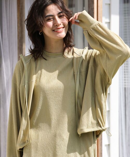 Green　Parks（グリーンパークス）の「ライトZIPパーカー（パーカー・レディース・ライトイエロー/ブラック・FREE）」の5枚目の写真