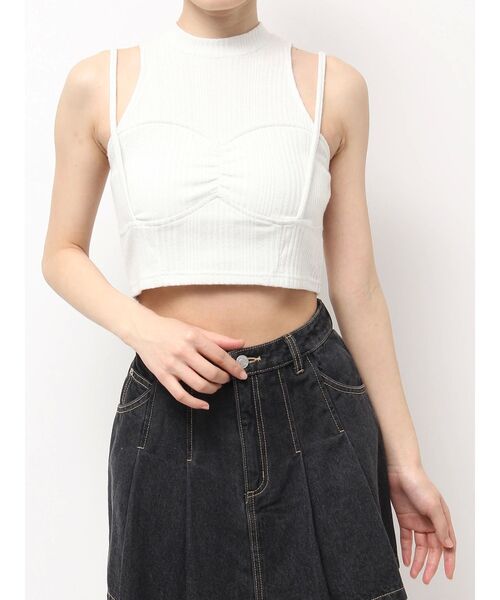 EATME（イートミー）の「ビスチェデザインラメリブTOP（タンクトップ・レディース・オフホワイト/グレー/ブラック・FREE）」の2枚目の写真