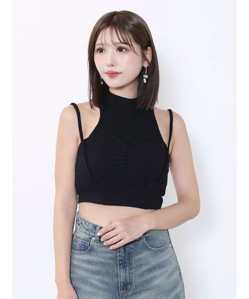 EATME（イートミー）の「ビスチェデザインラメリブTOP（タンクトップ・レディース・オフホワイト/グレー/ブラック・FREE）」の8枚目の写真