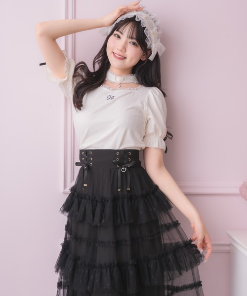 ꒰ঌ໒꒱チュール段フリルロングスカート　ロキエ　itimi 　y2k ꒰ঌ໒꒱チュール段フリルロングスカートロキエitimi y2k