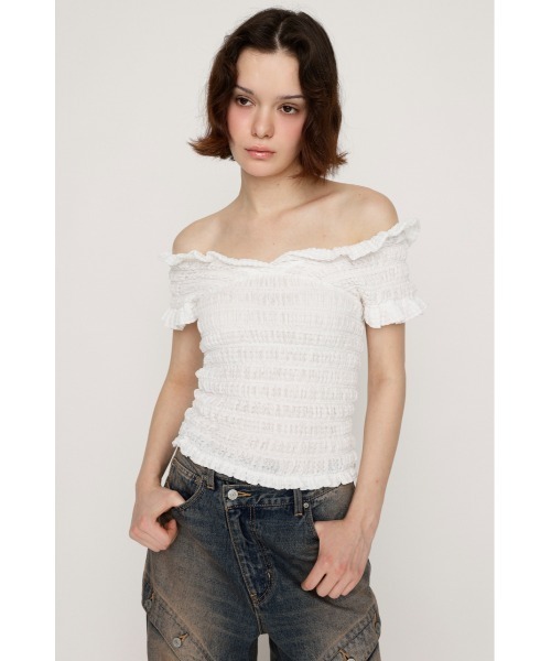 トップス RANDOM SHIRRING 2WAY BUSTIER SLY | 2WAY SHIRRING BUSTIER トップス (タンクトップ ) |SHEL