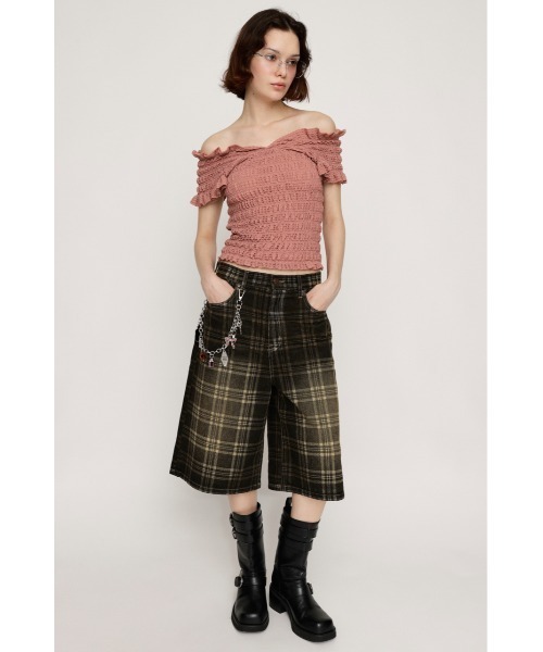 SLY(スライ)の「【2WAY】SHEER SHIRRING BUSTIER TOPS シアー シャーリング ビスチェ トップス 夏服 シアートップス 半袖(Tシャツ/カットソー・レディース・ピンク/アイボリー/ブラック/カーキ・FREE)」の22枚目の写真