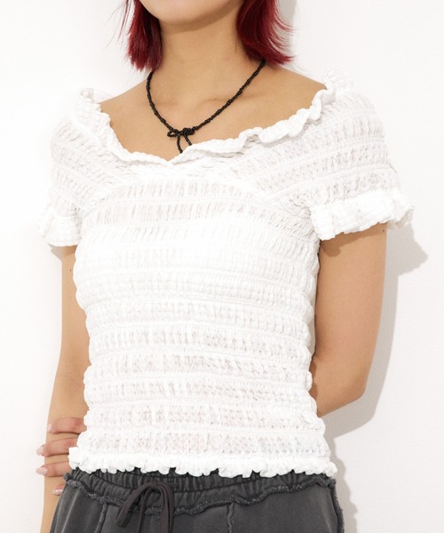 トップス Eaphi RANDOM SHIRRING 2WAY BUSTIER セール】【2WAY】SHEER SHIRRING BUSTIER TOPS シアー