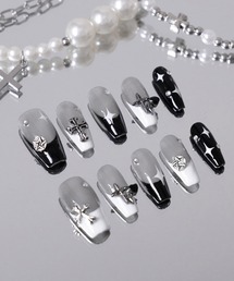 me+em select(~[ZNg)̃mg[NXLLt`lC`bv ^ monotone cross kirakira french nail tips(lCV[/lC`bv)