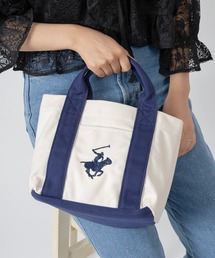 BEVERLY HILLS POLO CLUB（ビバリーヒルズポロクラブ）の「【77】【BEVERLY HILLS POLO CLUB/ビバリーヒルズポロクラブ】ブランドロゴ刺繍 ミニキャンバス トートバック（トートバッグ）」