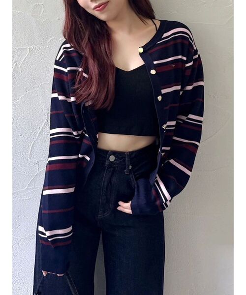 dazzlin(ダズリン)の「プレートシンプルカーディガン(カーディガン/ボレロ・レディース・その他1/レッド/イエロー/ネイビー/パープル/アイボリー/ピンク/ブルー/ブラック・FREE)」の9枚目の写真