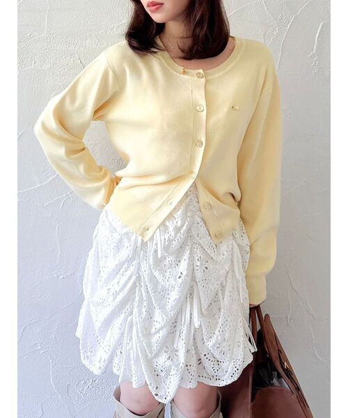 dazzlin(ダズリン)の「プレートシンプルカーディガン(カーディガン/ボレロ・レディース・その他1/レッド/イエロー/ネイビー/パープル/アイボリー/ピンク/ブルー/ブラック・FREE)」の6枚目の写真