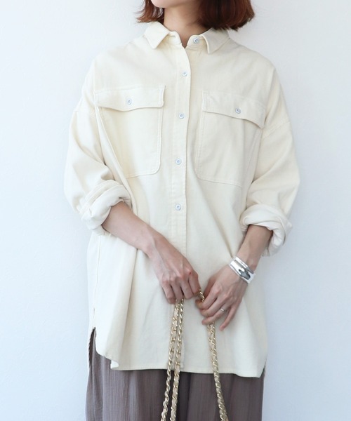 【美品】 Healthy DENIM Almond コーデュロイ ビッグシャツ Healthy DENIM】Almond コーディロイスーパービックシャツ