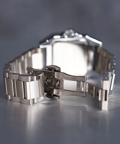 1111clothing（ワンフォークロージング）の「スクエアフェイス クォーツウォッチ / Square Face Quartz Watch（アナログ腕時計・メンズ・シルバー系1/ゴールド系2/ゴールド系1/シルバー系2・FREE）」の10枚目の写真