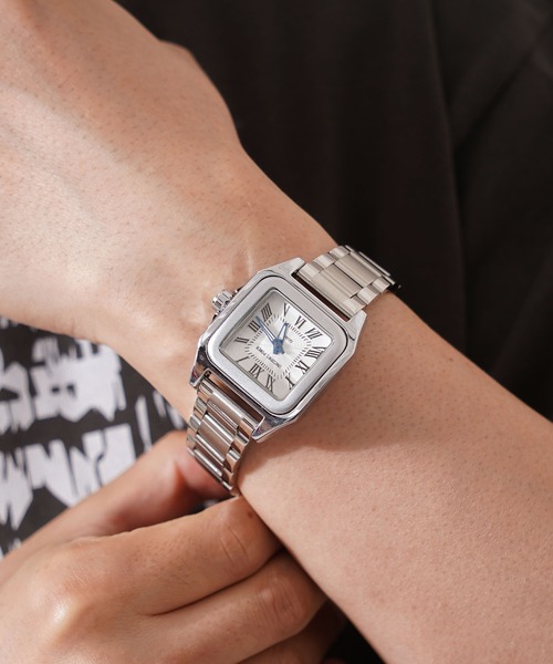 1111clothing（ワンフォークロージング）の「スクエアフェイス クォーツウォッチ / Square Face Quartz Watch（アナログ腕時計・メンズ・シルバー系1/ゴールド系2/ゴールド系1/シルバー系2・FREE）」の11枚目の写真