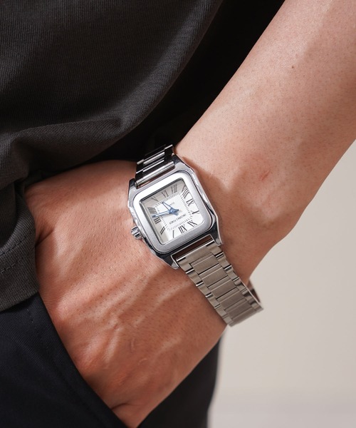 1111clothing（ワンフォークロージング）の「スクエアフェイス クォーツウォッチ / Square Face Quartz Watch（アナログ腕時計・メンズ・シルバー系1/ゴールド系2/ゴールド系1/シルバー系2・FREE）」の12枚目の写真