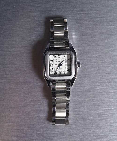 1111clothing（ワンフォークロージング）の「スクエアフェイス クォーツウォッチ / Square Face Quartz Watch（アナログ腕時計・メンズ・シルバー系1/ゴールド系2/ゴールド系1/シルバー系2・FREE）」の8枚目の写真