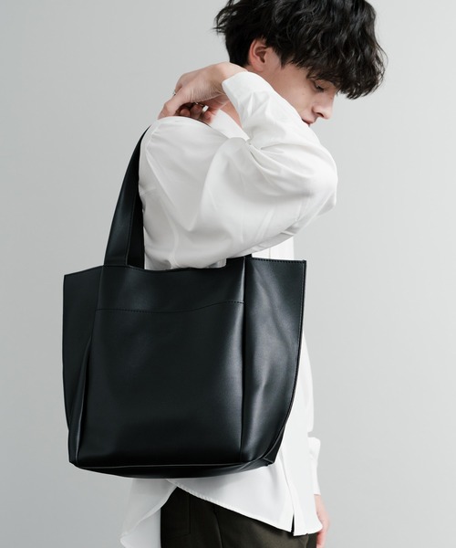 Rocky Monroe（ロッキーモンロー）の「新色追加 PUワンショルダートートバッグ　ポーチセット（トートバッグ・メンズ・ワインレッド/ブラウン/ベージュ/ブラック・FREE）」の16枚目の写真