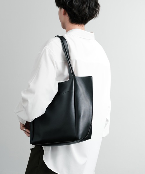 Rocky Monroe（ロッキーモンロー）の「新色追加 PUワンショルダートートバッグ　ポーチセット（トートバッグ・メンズ・ワインレッド/ブラウン/ベージュ/ブラック・FREE）」の17枚目の写真