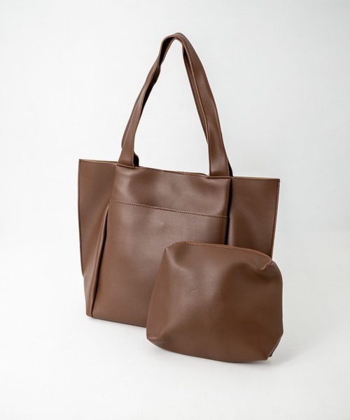 Rocky Monroe（ロッキーモンロー）の「新色追加 PUワンショルダートートバッグ　ポーチセット（トートバッグ・メンズ・ワインレッド/ブラウン/ベージュ/ブラック・FREE）」の9枚目の写真