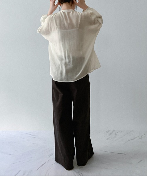 on:nue（オンニュ）の「【on:nue】[着用動画あり！] フロントリボンギャザーブラウス（シャツ/ブラウス・レディース・ホワイト/ブラック・FREE）」の19枚目の写真