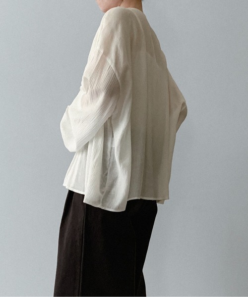 on:nue（オンニュ）の「【on:nue】[着用動画あり！] フロントリボンギャザーブラウス（シャツ/ブラウス・レディース・ホワイト/ブラック・FREE）」の12枚目の写真