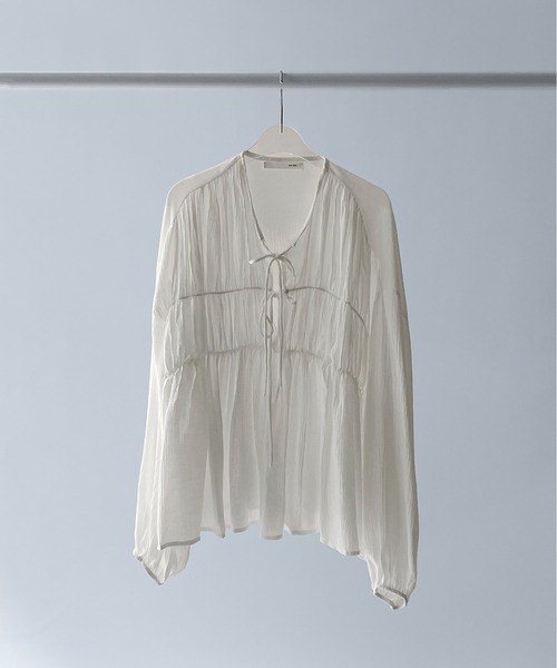 on:nue（オンニュ）の「【on:nue】[着用動画あり！] フロントリボンギャザーブラウス（シャツ/ブラウス・レディース・ホワイト/ブラック・FREE）」の21枚目の写真