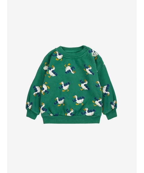BOBO CHOSES(ボボショーズ)の「La oca all over sweatshirt(スウェット・キッズ・グリーン・24MONTH/18MONTH/12MONTH/6MONTH/3MONTH/9MONTH)」の1枚目の写真