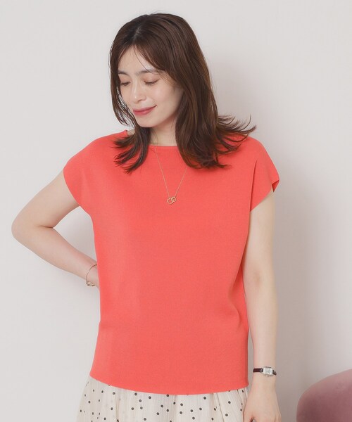 ITS'DEMO（イッツデモ）の「【接触冷感／手洗い可】フレンチスリーブニット（ニット/セーター・レディース・グリーン/ピンク系/ベージュ/ブルー系その他/ブラック/ピンク系その他/サックスブルー/オフホワイト・00）」の8枚目の写真