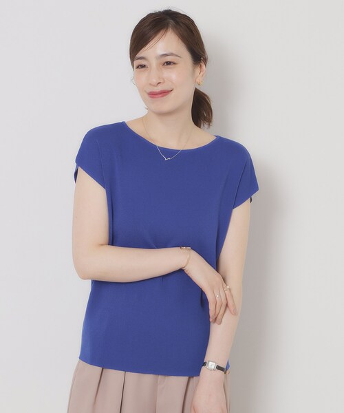 ITS'DEMO（イッツデモ）の「【接触冷感／手洗い可】フレンチスリーブニット（ニット/セーター・レディース・グリーン/ピンク系/ベージュ/ブルー系その他/ブラック/ピンク系その他/サックスブルー/オフホワイト・00）」の6枚目の写真