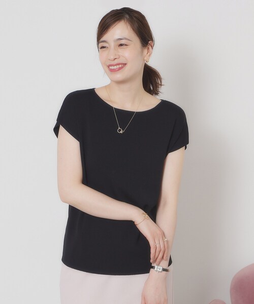 ITS'DEMO（イッツデモ）の「【接触冷感／手洗い可】フレンチスリーブニット（ニット/セーター・レディース・グリーン/ピンク系/ベージュ/ブルー系その他/ブラック/ピンク系その他/サックスブルー/オフホワイト・00）」の3枚目の写真