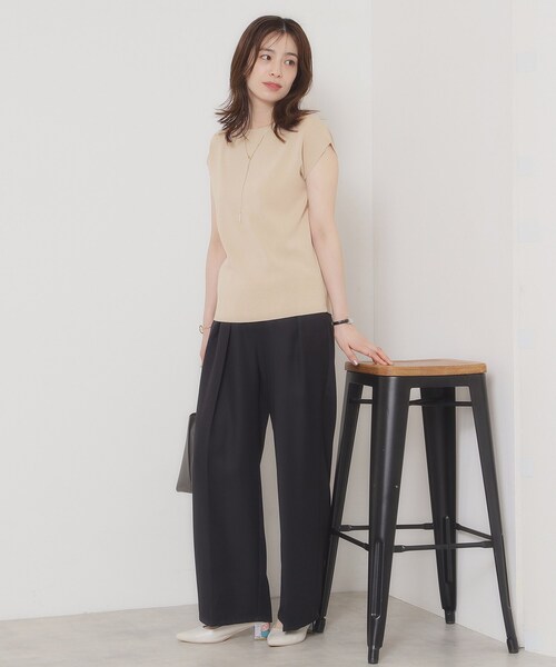 ITS'DEMO（イッツデモ）の「【接触冷感／手洗い可】フレンチスリーブニット（ニット/セーター・レディース・グリーン/ピンク系/ベージュ/ブルー系その他/ブラック/ピンク系その他/サックスブルー/オフホワイト・00）」の10枚目の写真