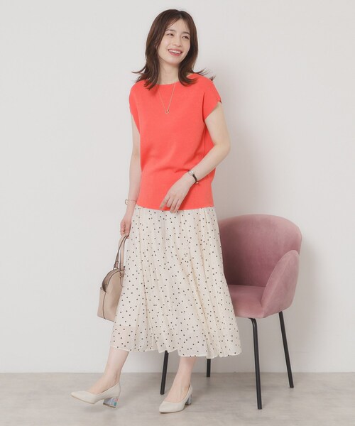 ITS'DEMO（イッツデモ）の「【接触冷感／手洗い可】フレンチスリーブニット（ニット/セーター・レディース・グリーン/ピンク系/ベージュ/ブルー系その他/ブラック/ピンク系その他/サックスブルー/オフホワイト・00）」の13枚目の写真