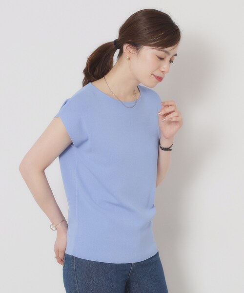 ITS'DEMO（イッツデモ）の「【接触冷感／手洗い可】フレンチスリーブニット（ニット/セーター・レディース・グリーン/ピンク系/ベージュ/ブルー系その他/ブラック/ピンク系その他/サックスブルー/オフホワイト・00）」の16枚目の写真