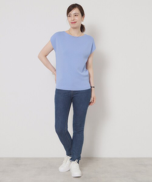 ITS'DEMO（イッツデモ）の「【接触冷感／手洗い可】フレンチスリーブニット（ニット/セーター・レディース・グリーン/ピンク系/ベージュ/ブルー系その他/ブラック/ピンク系その他/サックスブルー/オフホワイト・00）」の17枚目の写真