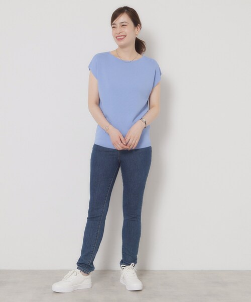 ITS'DEMO（イッツデモ）の「【接触冷感／手洗い可】フレンチスリーブニット（ニット/セーター・レディース・グリーン/ピンク系/ベージュ/ブルー系その他/ブラック/ピンク系その他/サックスブルー/オフホワイト・00）」の18枚目の写真