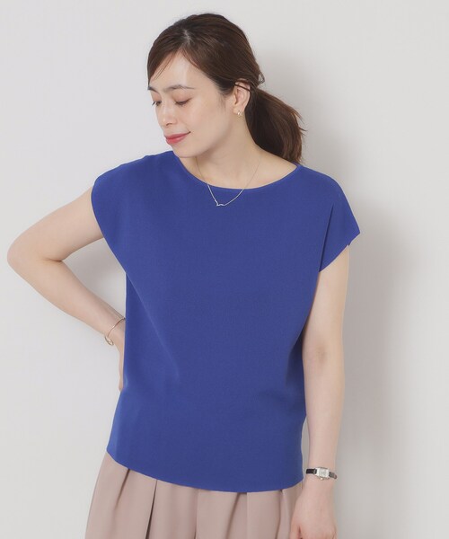 ITS'DEMO（イッツデモ）の「【接触冷感／手洗い可】フレンチスリーブニット（ニット/セーター・レディース・グリーン/ピンク系/ベージュ/ブルー系その他/ブラック/ピンク系その他/サックスブルー/オフホワイト・00）」の20枚目の写真