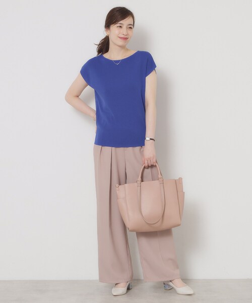 ITS'DEMO（イッツデモ）の「【接触冷感／手洗い可】フレンチスリーブニット（ニット/セーター・レディース・グリーン/ピンク系/ベージュ/ブルー系その他/ブラック/ピンク系その他/サックスブルー/オフホワイト・00）」の21枚目の写真