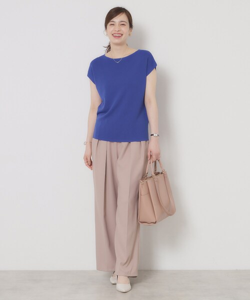 ITS'DEMO（イッツデモ）の「【接触冷感／手洗い可】フレンチスリーブニット（ニット/セーター・レディース・グリーン/ピンク系/ベージュ/ブルー系その他/ブラック/ピンク系その他/サックスブルー/オフホワイト・00）」の22枚目の写真