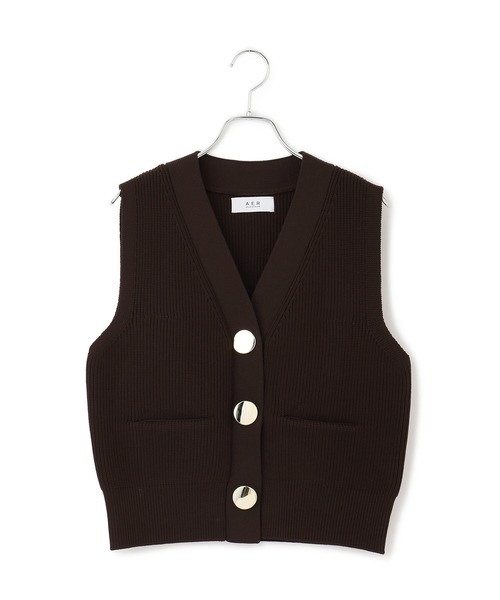 ADAM ET ROPE'（アダムエロペ）の「【WEB限定】・【サステナブル】ウェーブボタンVネックニットジレ（ベスト・レディース・ダークブラウン/ブラック/チャコールグレー/オフホワイト・FREE）」の13枚目の写真