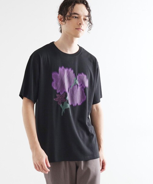 tk.TAKEO KIKUCHI(ティーケータケオキクチ)の「ボカシフラワーTシャツ(Tシャツ/カットソー・メンズ・ブラック/ブルーグリーン/ホワイト・02/03/04)」の3枚目の写真