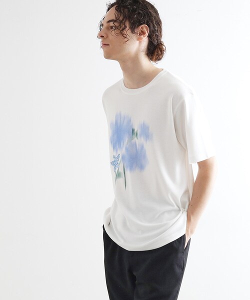 tk.TAKEO KIKUCHI(ティーケータケオキクチ)の「ボカシフラワーTシャツ(Tシャツ/カットソー・メンズ・ブラック/ブルーグリーン/ホワイト・02/03/04)」の4枚目の写真