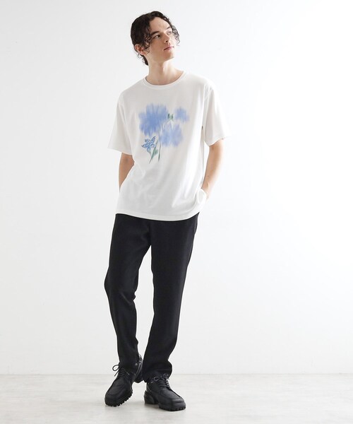 tk.TAKEO KIKUCHI(ティーケータケオキクチ)の「ボカシフラワーTシャツ(Tシャツ/カットソー・メンズ・ブラック/ブルーグリーン/ホワイト・02/03/04)」の5枚目の写真