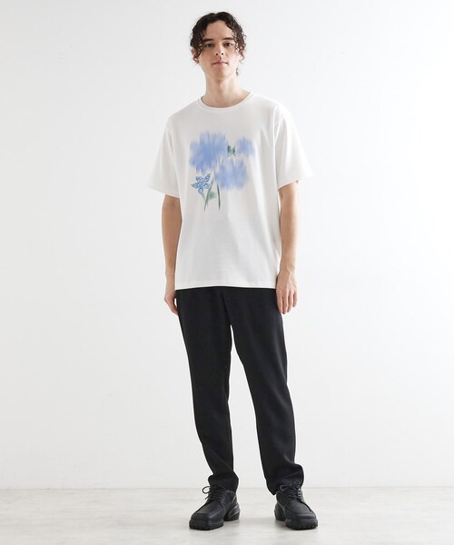 tk.TAKEO KIKUCHI(ティーケータケオキクチ)の「ボカシフラワーTシャツ(Tシャツ/カットソー・メンズ・ブラック/ブルーグリーン/ホワイト・02/03/04)」の6枚目の写真