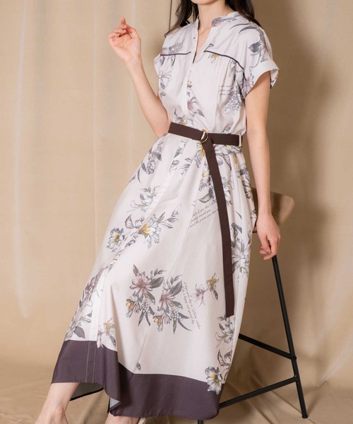 NOELA（ノエラ）の「【15周年】スカーフ柄シャツワンピース（ワンピース・レディース・モカ/ベージュ/サックスブルー・M/S）」の9枚目の写真