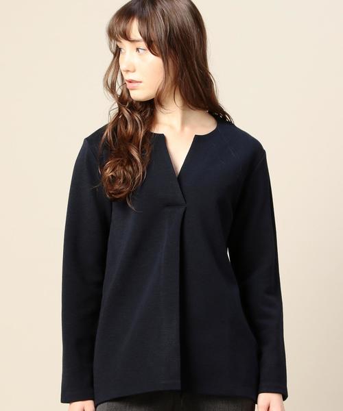 BEAUTY&YOUTH UNITED ARROWS(ビューティーアンドユースユナイテッドアローズ)の「BY ミラノリブスキッパーロングスリーブ◆(Tシャツ/カットソー・レディース・オフホワイト/ベージュ/ネイビー・フリー)」の1枚目の写真