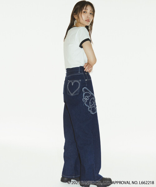 BASICKS（ベイシックス）の「BASICKS × SANRIO × Firsthand/ベイシックス × サンリオ × ファーストハンド　x ＜My Melody＞＜Kuromi＞ PATCH DENIM（デニムパンツ・レディース・ブルー/ネイビー・SMALL/MEDIUM）」の5枚目の写真