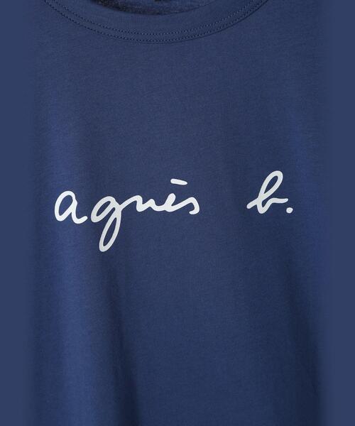 agnes b. アニエスベー　Brando ロゴプリント　半袖Tシャツ　ブルー メンズ ロゴ プリント 半袖 Tシャツ ”Brando”（Tシャツ