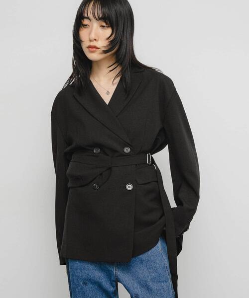 KBF（ケイビーエフ）の「バッグSETダブルジャケット（その他アウター・レディース・ブラウン系その他/グレー系その他/ブラック・ONE）」の4枚目の写真