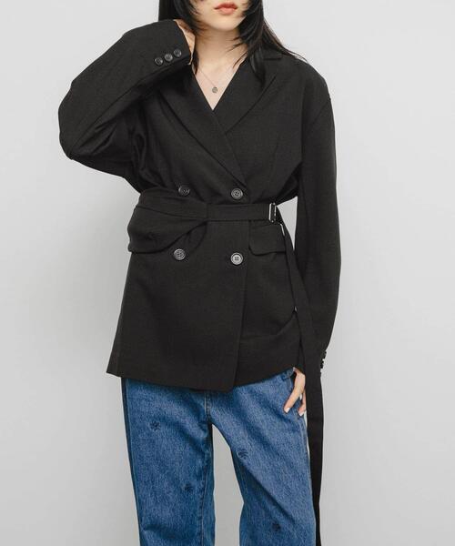 KBF（ケイビーエフ）の「バッグSETダブルジャケット（その他アウター・レディース・ブラウン系その他/グレー系その他/ブラック・ONE）」の6枚目の写真