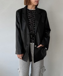 SANSeLF | 【SANSeLF】 フェイクレザージャケット オーバーサイズ シングルボタン saw25a022(その他アウター)