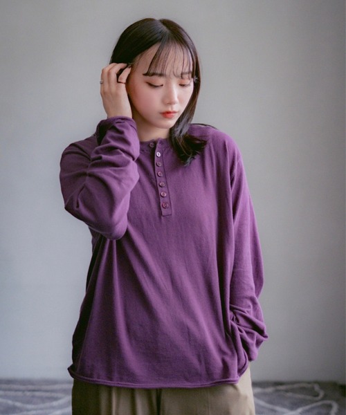 INTER FACTORY（インターファクトリー）の「2/9号室（かおこ&ひろと） - Cotton Henry Neck High-Gauge Knit / コットンハイゲージヘンリーネックニット（ニット/セーター・メンズ・ライトブルー/パープル/ホワイト・MEDIUM/LARGE）」の14枚目の写真